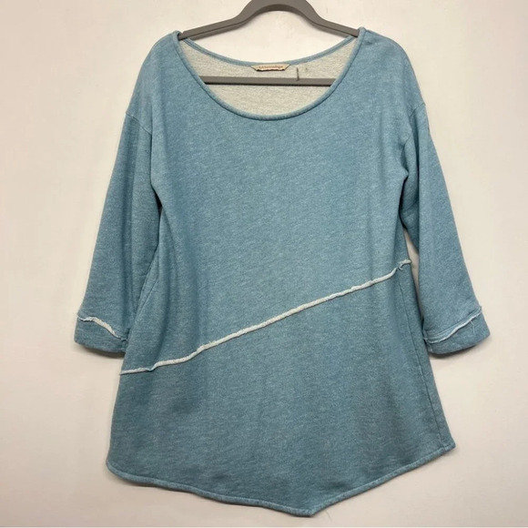 Soft Surroindings Sweater Blue S Cotton Edgy Pullover French Terry - Picture 3 of 7